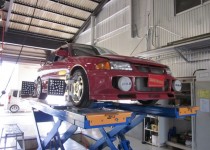 三菱　ランサーエボリューション（MITSUBISHI）　4輪アライメント調整　アムテックス社製4輪アライメントテスター使用　自動車修理事例